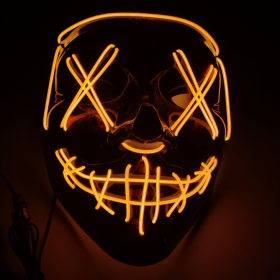 Black V Halloween Horror Glowing Mask (Color: Orange)
