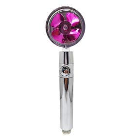 Shower Head Water Saving Flow 360 Degrees Rotating With Small Fan ABS Rain High Pressure Spray Nozzle Bathroom Accessories (Color: Purple)