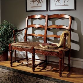 PROVINCIAL FRENCH LADDERBACK SETTEE         FRT-NR