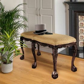 FRENCH BAROQUE CARVED 6 LEG DUET BENCH          NR