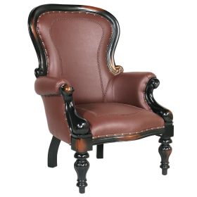 ROCOCO WING CHAIR W/ FAUX LEATHER           FRT-NR