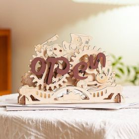3D Wooden Puzzle Open Closed Sign Home Office Cafe Aesthetic Decor Gift