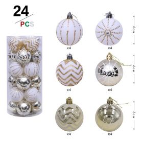 24Pcs White Gold Mixed Christmas Tree Decoration Christmas Balls