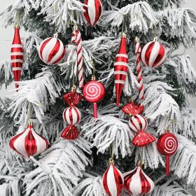 14pcs/box Red Candy Cane Xmas Tree Hanging Christmas Ball Ornaments