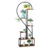 Artisasset 6 Layers Half Heart Iron Wood Suitable For Garden Balcony Patio Lawn Home Decoration Plant Stand Flower Pot Stand Iron Flower Stand Black