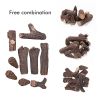 9 Pcs Fake Gas Fireplace Logs ; Ceramic Wood Fire Pit Logs Sets for Indoor or Outdoor Fire Pit Fireplace