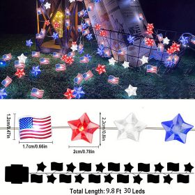 1pc, Flag String Lights, American Flag Stars Decoration String Lights (Model: 1p-American Flag Star String Lights)