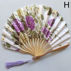 1pc Folding Fan Handheld Fans Chinese Imitation Silk Classical Hanfu Fan Tassel Elegent Female Fan Home Decoration Fan Chinese Fan Hand Folding Fans V (Color: Purple)