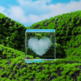 Moon; Cloud; 3D Cube Engraved Crystal Craft Ornaments; Desktop Bedroom Decorations; Creative Birthday Gifts (Items: Love Cloud)