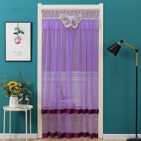 Double Yarn Lace Gauze Door Curtain Over The Door Anti-mosquito Living Room Bedroom Bathroom Universal Partition Home Decoration (Color: Purple, size: 100x200cm)