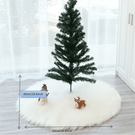 1pc Snow White Faux Fur Christmas Tree Skirt - Festive Holiday Decorations for Home and Party (Color: White)