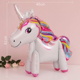 60cm 3D Unicorn Balloon Foil Inflatable Rainbow Birthday Balloons Wedding Baby Shower Kid Birthday Party Decorations Globos Gift (Color: 3D Unicorn white)
