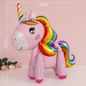 60cm 3D Unicorn Balloon Foil Inflatable Rainbow Birthday Balloons Wedding Baby Shower Kid Birthday Party Decorations Globos Gift (Color: 3D Unicorn pink)