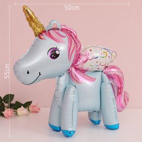 60cm 3D Unicorn Balloon Foil Inflatable Rainbow Birthday Balloons Wedding Baby Shower Kid Birthday Party Decorations Globos Gift (Color: 3D Unicorn wing B)