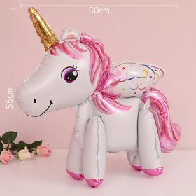 60cm 3D Unicorn Balloon Foil Inflatable Rainbow Birthday Balloons Wedding Baby Shower Kid Birthday Party Decorations Globos Gift (Color: 3D Unicorn wing W)