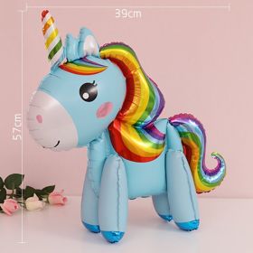 60cm 3D Unicorn Balloon Foil Inflatable Rainbow Birthday Balloons Wedding Baby Shower Kid Birthday Party Decorations Globos Gift (Color: 3D Unicorn blue)