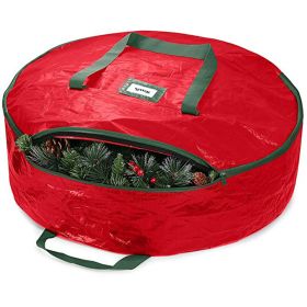 Christmas Wreath Storage Container, Waterproof Plastic Wreath Storage Bag (Color: Red)