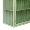 27.56"Glass Doors Modern Two-door Wall Cabinet with Featuring Three-tier Storage for Entryway Living Room Bathroom Dining Room